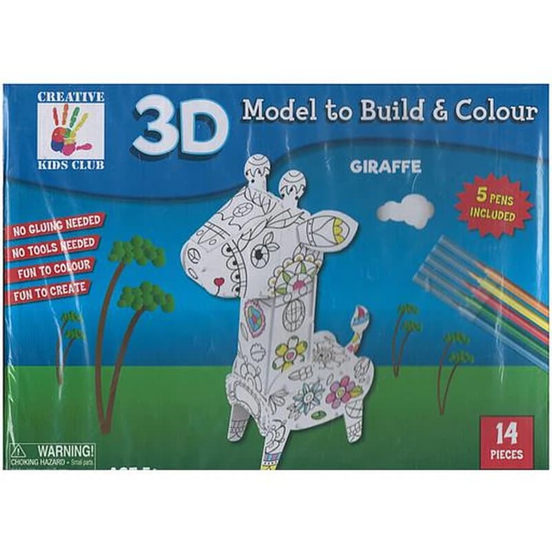 3D MODEL TO BUILD & COLOUR - GIRAFFE 14 pieces