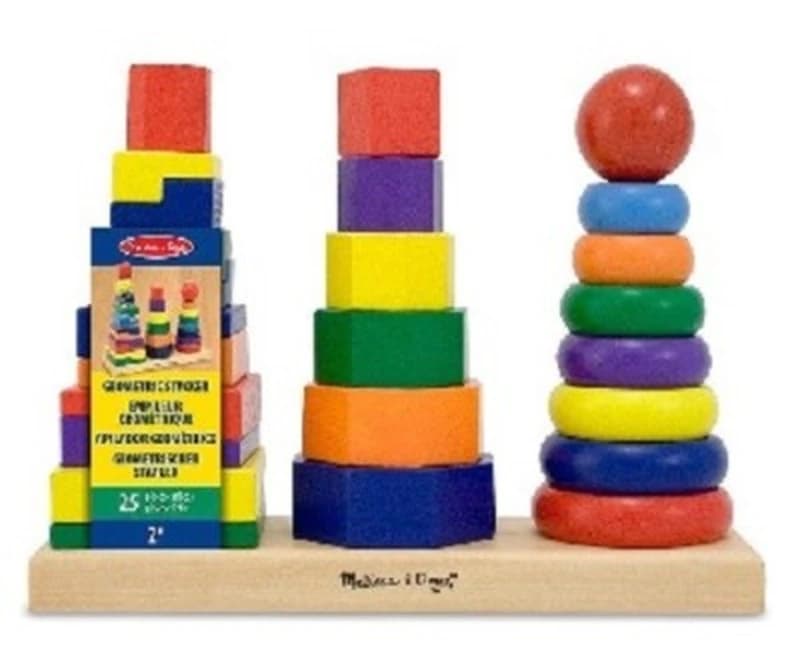 geometric stacker 25 brightly colored wooden piedes