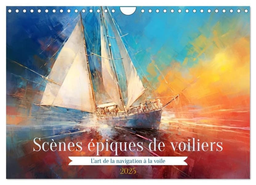 Scènes épiques de voiliers (Calendrier mural 2025 DIN A4 vertical), CALVENDO calendrier mensuel : Découvrez l'éblouissante fusion entre l'histoire maritime et l'art contemporain.Ce calendrier est une invitation à explorer les émotions maritimes, à rê