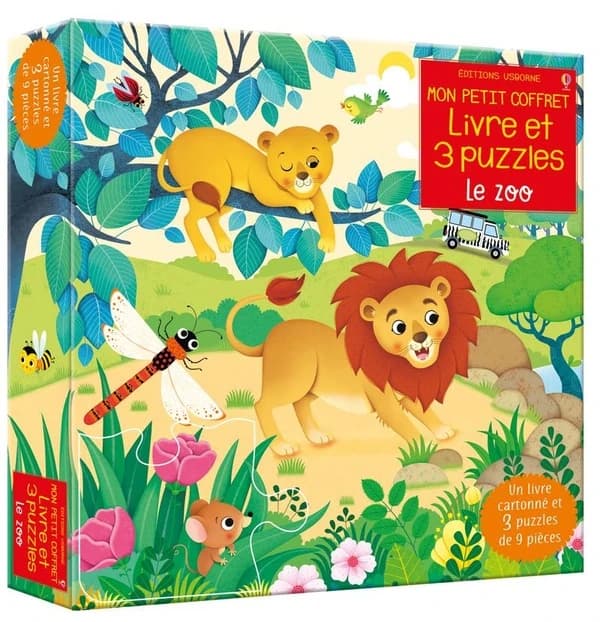 Mon petit coffret livre et 3 puzzles : le zoo.