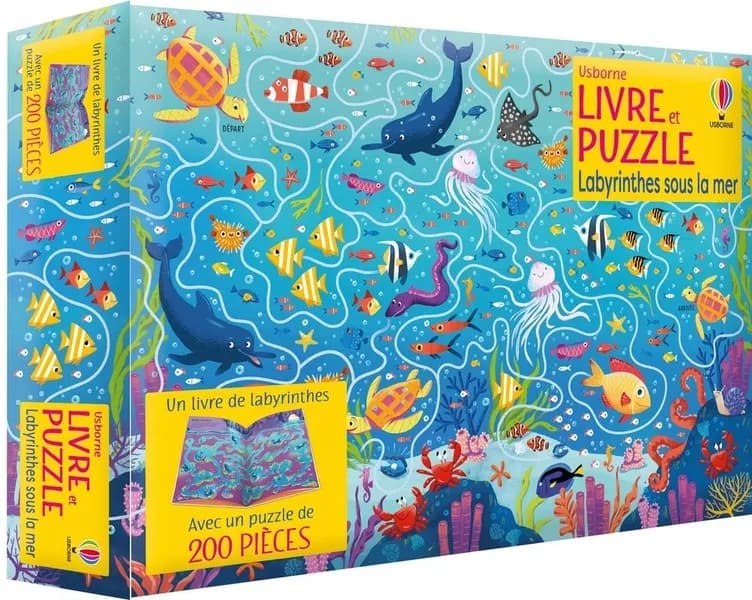Labyrinthes sous la mer : Un livre de labyrinthes et 1 puzzle de 200 pièces