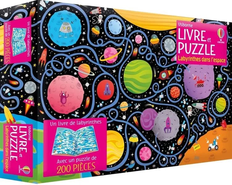 Labyrinthes dans l'espace : coffret livre et puzzle