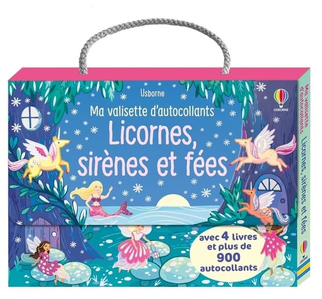 Ma valisette d'autocollants : licornes, sirènes et fées : avec de nombreux autocollants brillants ! : dès 3 ans : [Autocollant]