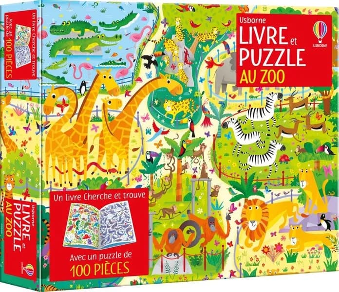 Livre et puzzle : Au zoo