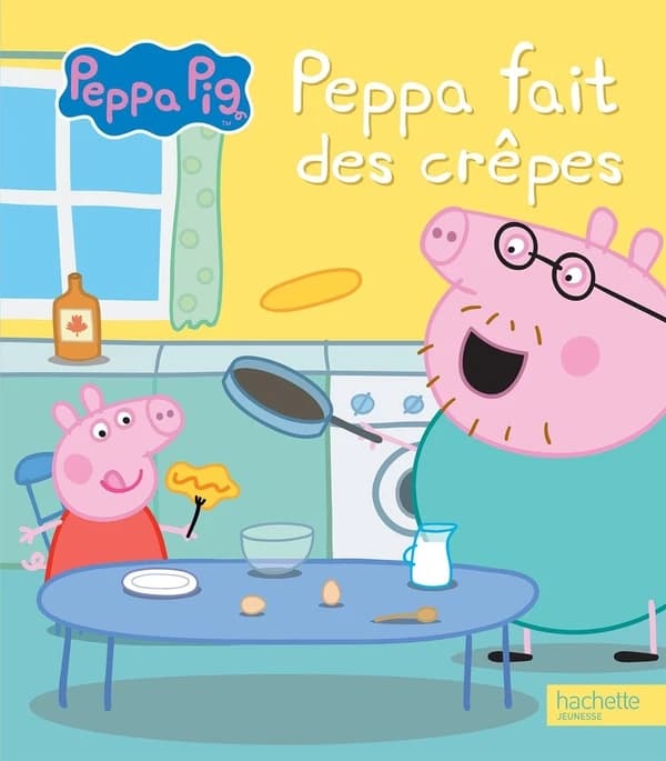 Peppa fait des crêpes.