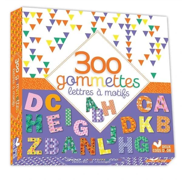 GOMMETTES : maxi format ; 300 gommettes ; lettres à motifs