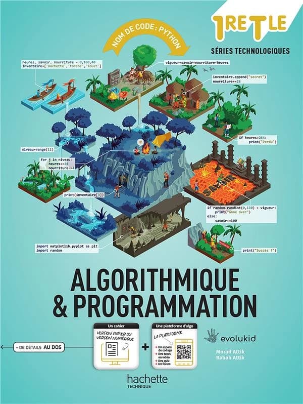 Nom de code : python ; cahier d'algorithmique et de programmation ; 1re, terminale séries technologiques ; manuel élève