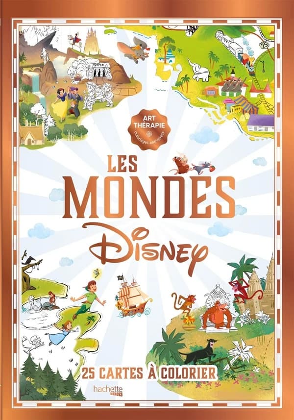 Les mondes Disney : 25 cartes à colorier : [Album à colorier]