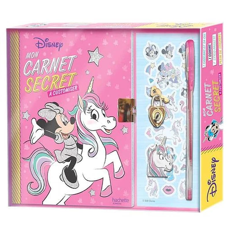 Mon carnet secret à customiser - Avec 1 carnet à compléter, 1 cadenas et sa clé, 1 gomme, 1 stylo pailleté et plein de stickers