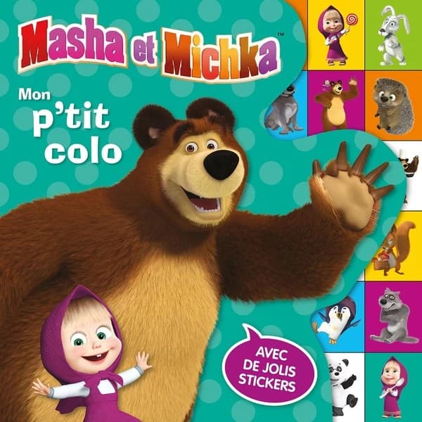 Masha et Michka : mon p'tit colo : Avec de jolies stickers : [Album à colorier]