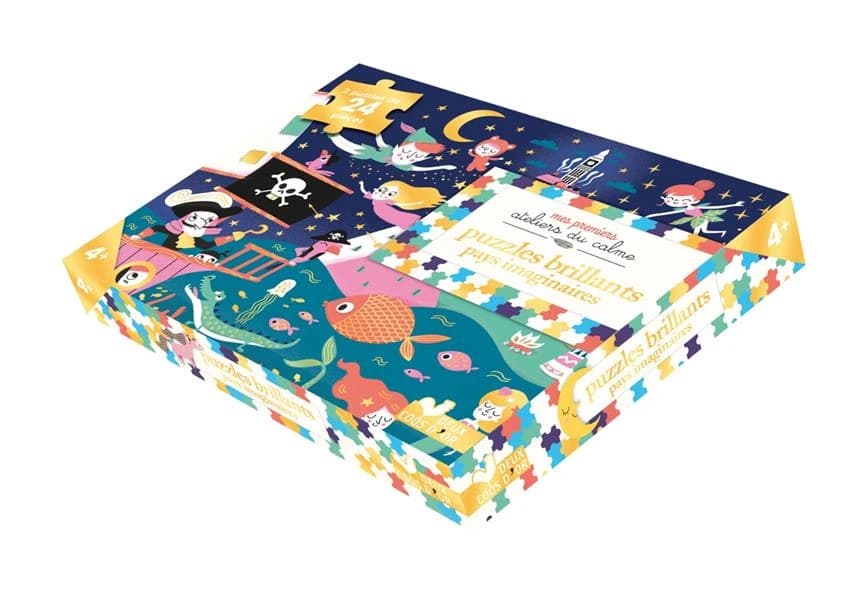 Puzzles dorés pays imaginaire ; 2 puzzles 24 pièces