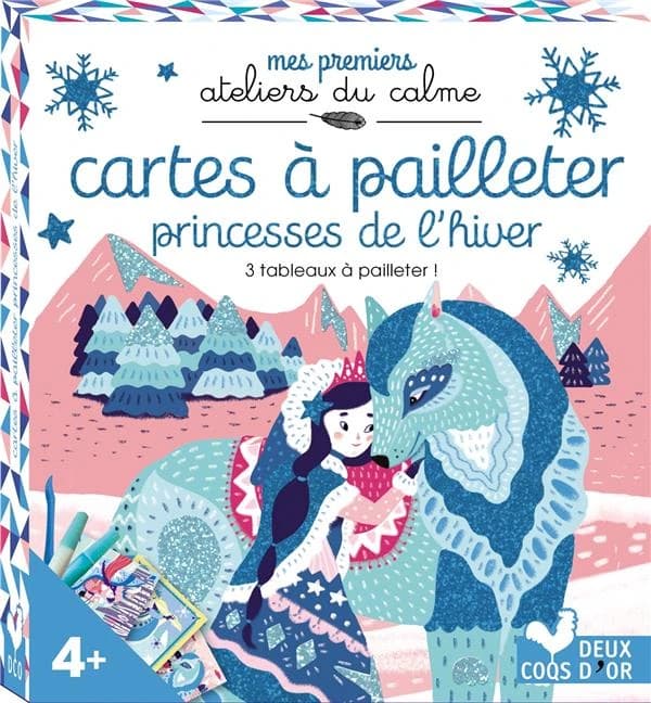 Cartes à pailleter : princesses de l'hiver : 3 tableaux à pailleter ! : [Album à colorier]