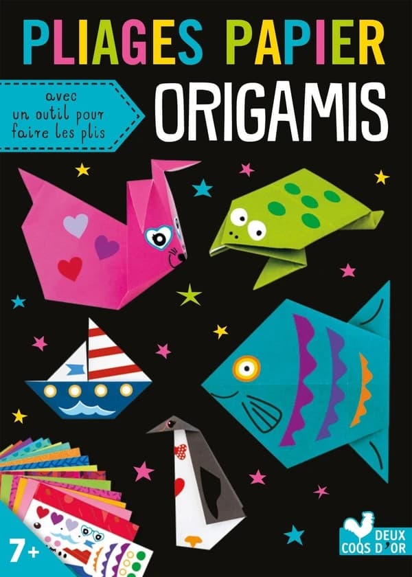 Pliages papier : origamis : Avec un outil pour faire les plis : [Image à découper]