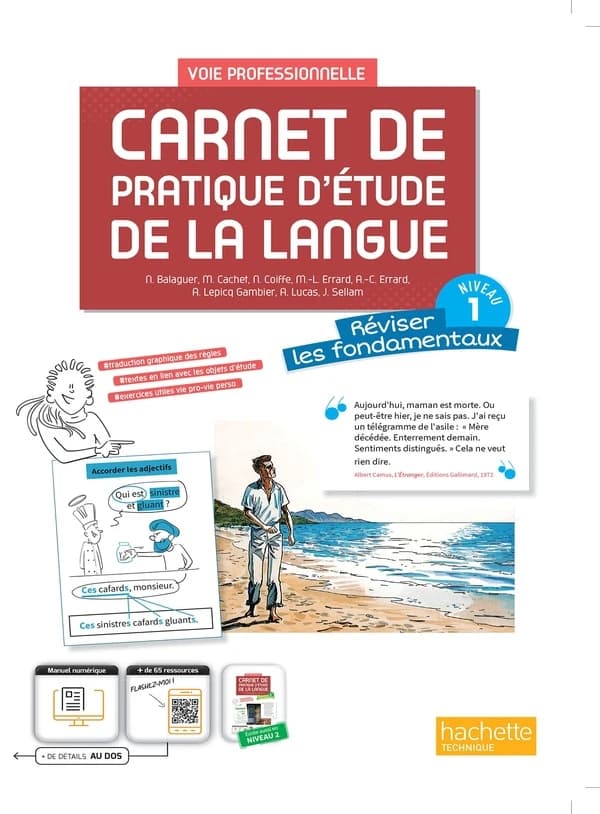 Carnet de pratique d'étude de la langue ; voie professionnelle niveau 1 ; livre élève