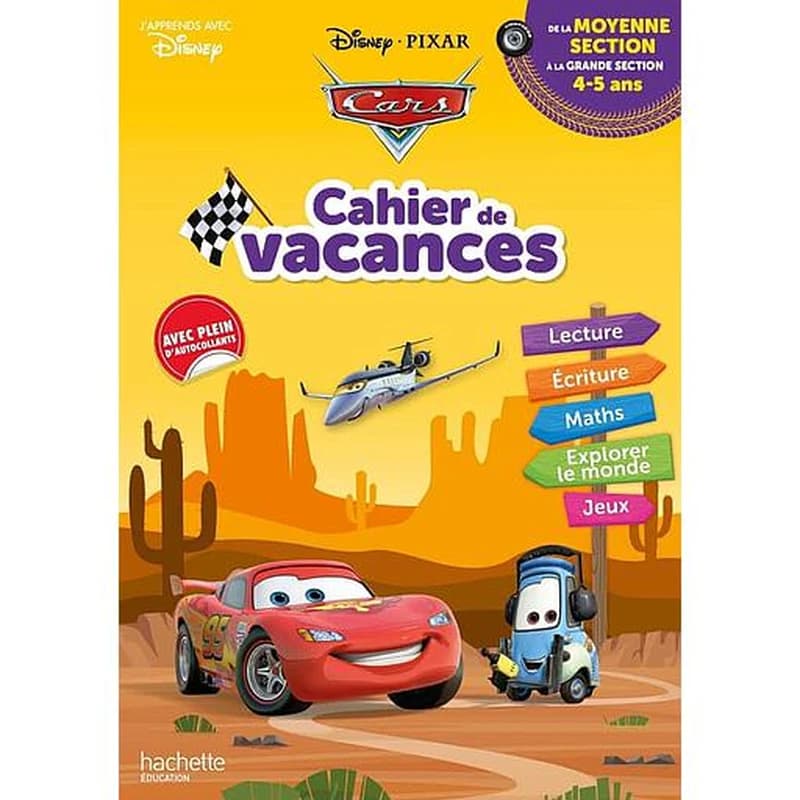 Cahier de vacances de la Moyenne Section à la Grande Section - Disney Cars