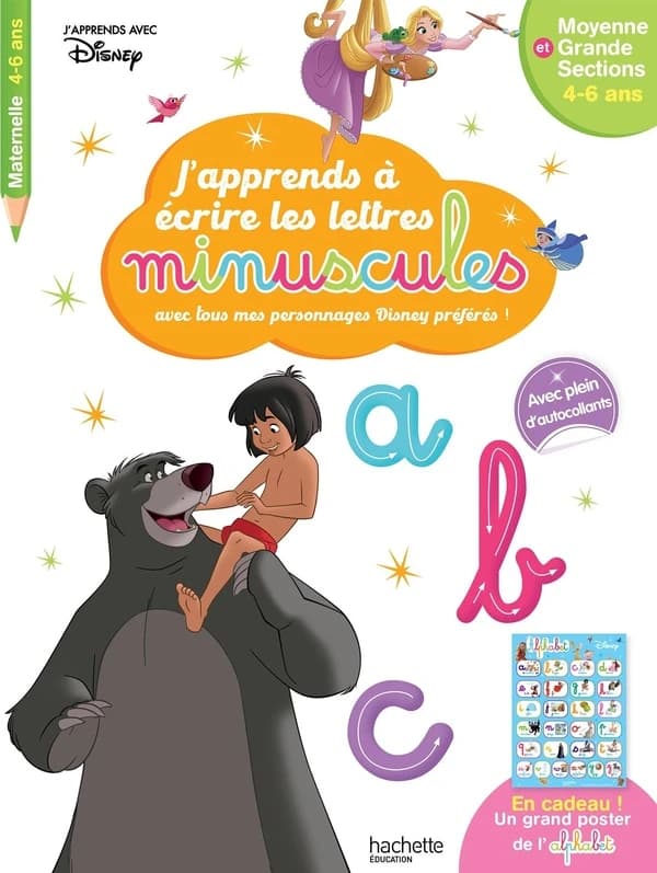 J'apprends à écrire les minuscules avec tous mes personnages Disney préférés ! MS, GS
