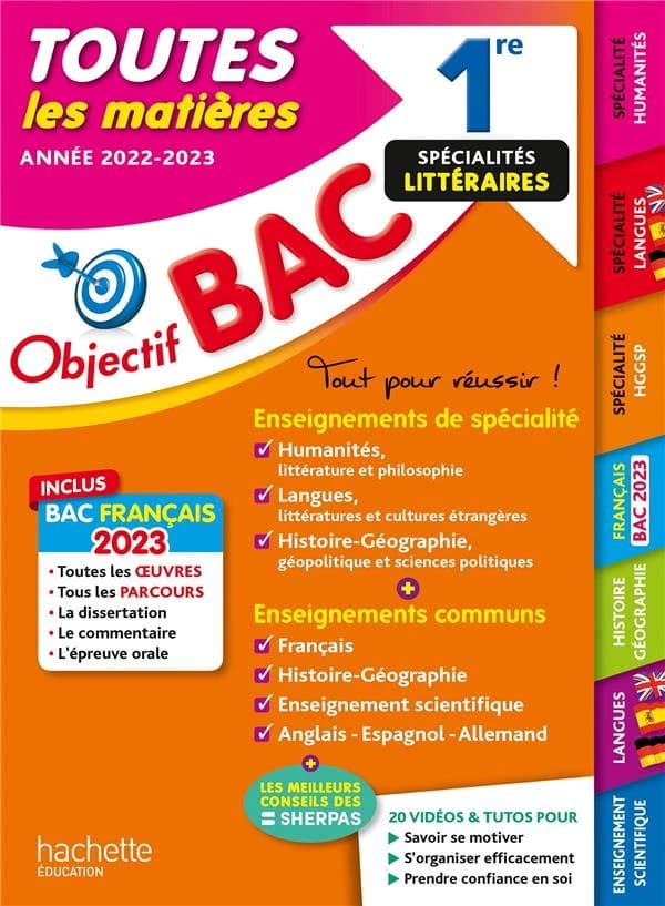 Objectif bac : toutes les matières ; 1re spécialités littéraires (édition 2023)