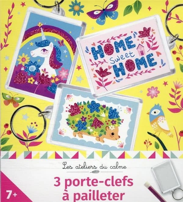 3 porte-clefs à pailleter