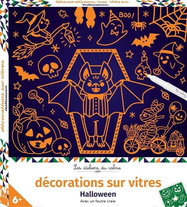 Décorations sur vitres : Halloween : les ateliers du calme : 6 ans et plus : [Album à colorier]