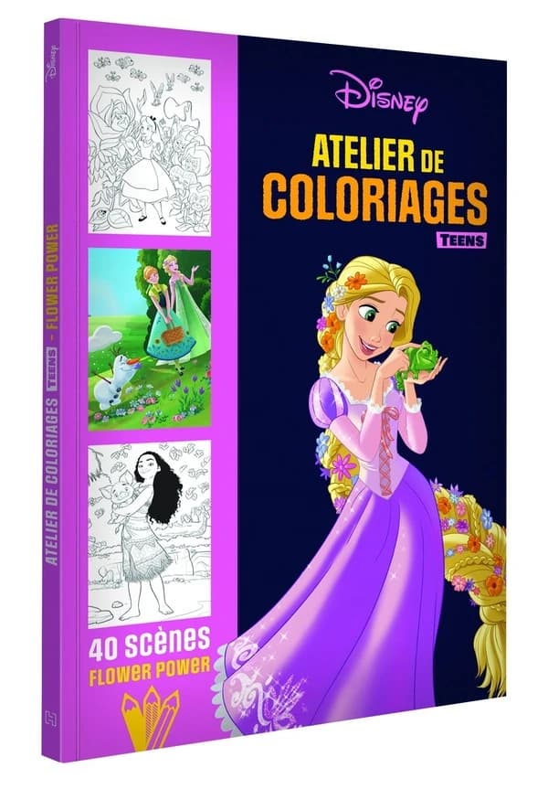 Atelier de coloriages teens : Disney : dès 8 ans : flower power : [Album à colorier]