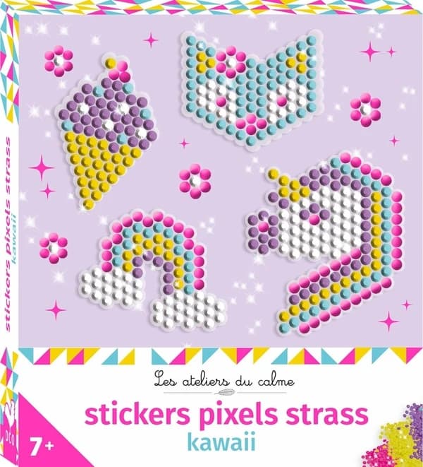 Stickers pixels strass : kawai : [Album à colorier]
