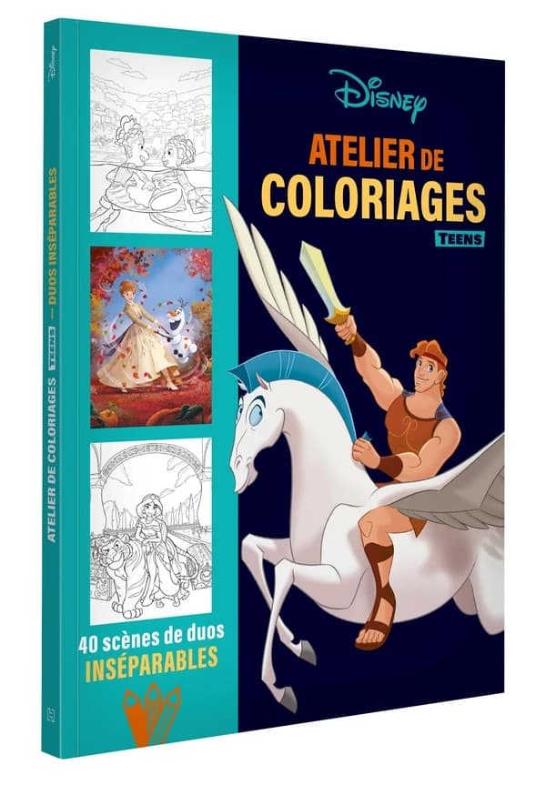 Atelier de coloriages teens : Disney : 40 scènes de duos inséparables : [Album à colorier]