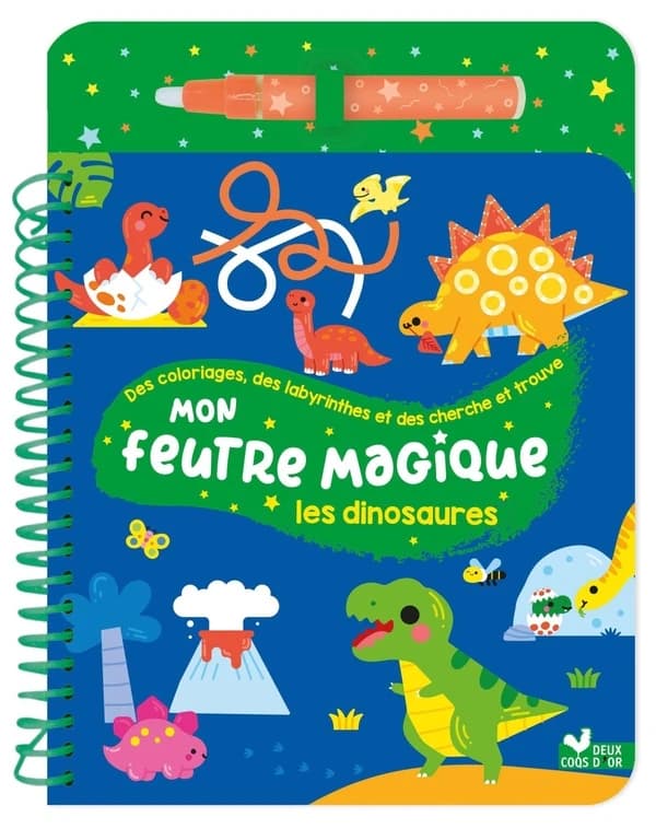 Mon feutre magique dinosaures : avec feutre à réservoir d'eau : [Album à colorier]