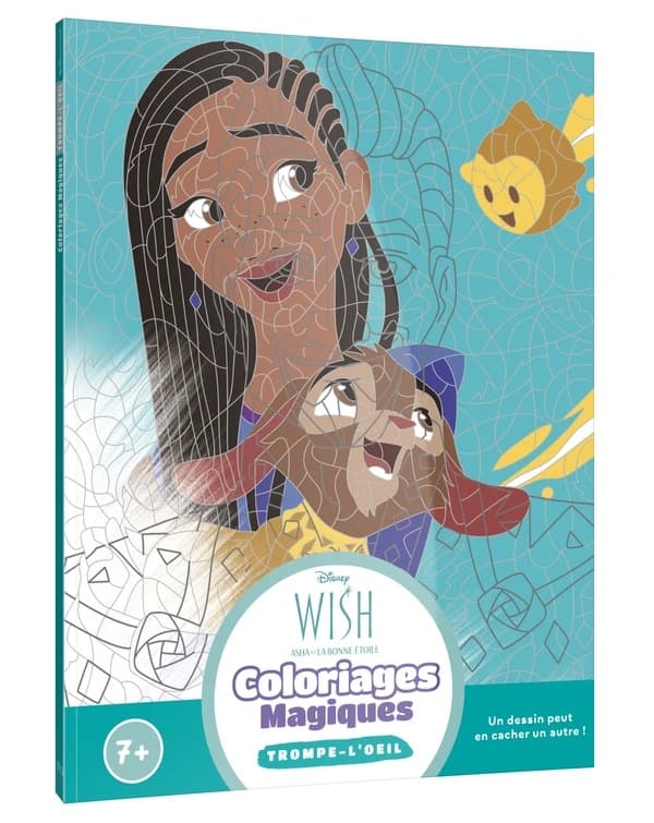 Coloriages magiques : trompe-loeil : Disney Wish : Asha et la bonne étoile : [Album à colorier]