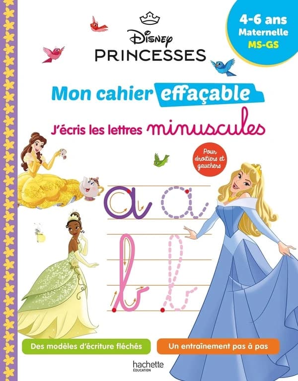 Disney Princesses : Mon cahier effaçable ; MS, GS ; J'écris les lettres minuscules