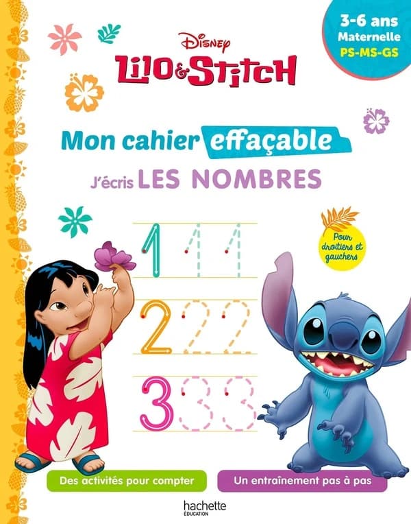 Lilo et Stitch : Mon cahier effaçable ; J'écris les nombres