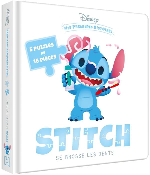 Stitch se brosse les dents : 5 puzzles de 16 pièces