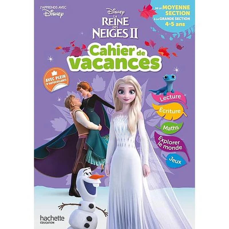 La Reine des Neiges 2 ; cahier de vacances ; de la moyenne section à la grande section