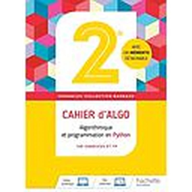Algo ; 2nde ; cahier d'exercices (édition 2019)