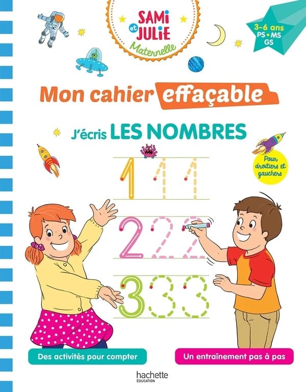 Mon cahier effaçable ; J'écris les nombres ; PS, MS, GS