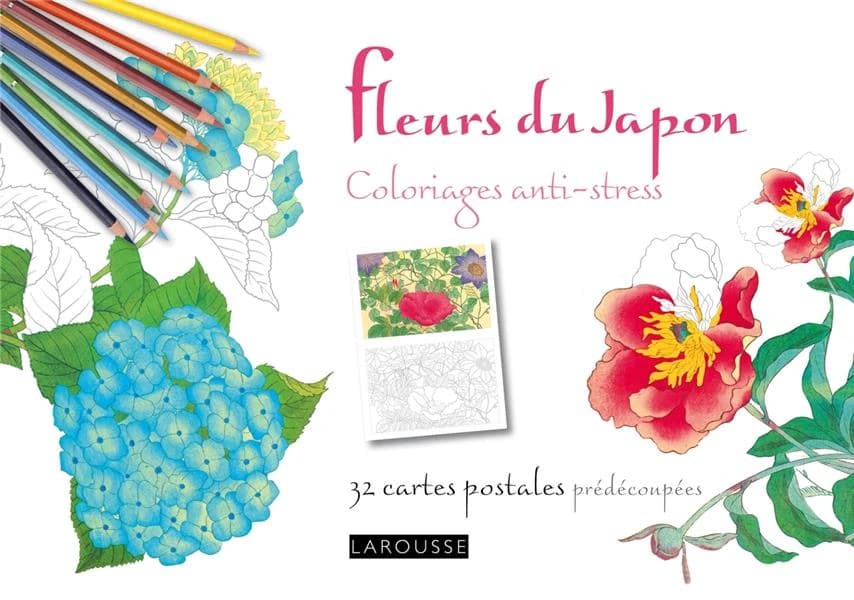 Fleurs du Japon : coloriages anti-stress : [album à colorier]