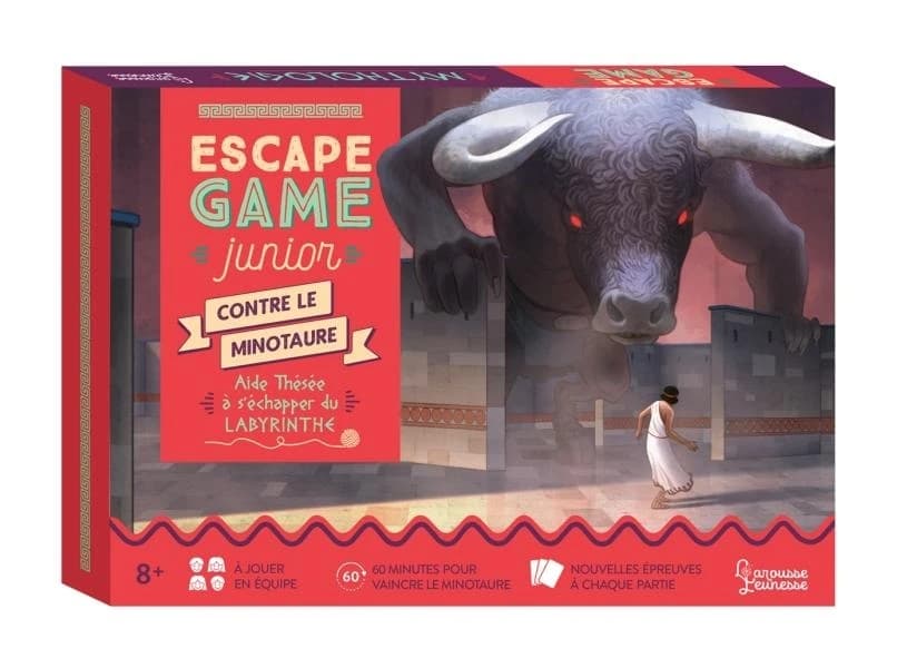 Escape game junior ; contre le minotaure ; aide Thésée à s'échapper du labyrinthe