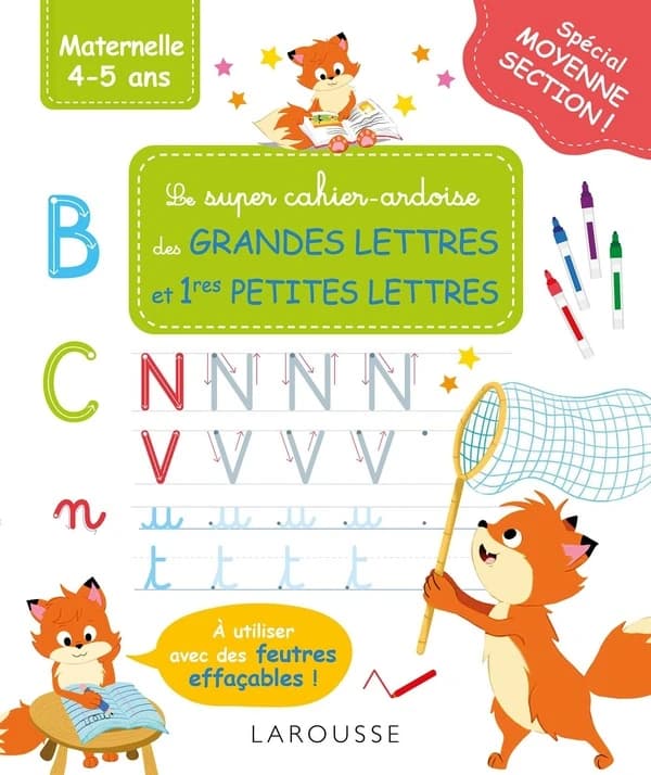 Le super cahier-ardoise des grandes lettres et 1res petites lettres ; MS