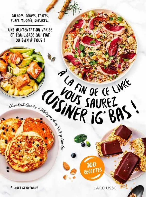 À la fin de ce livre vous saurez cuisiner IG bas : salades, soupes, tartes, plats mijotés, desserts : une alimentation variée et équilibrée qui fait du bien à tous !