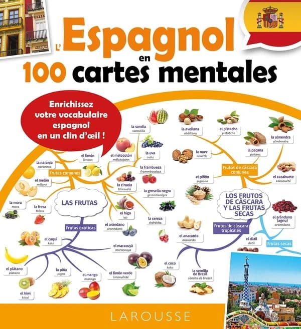 L'espagnol en 100 cartes mentales : enrichissez votre vocabulaire en espagnol en un clin d'oeil !