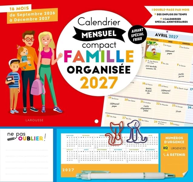 Calendrier compact mensuel Famille organisée (édition 2027)