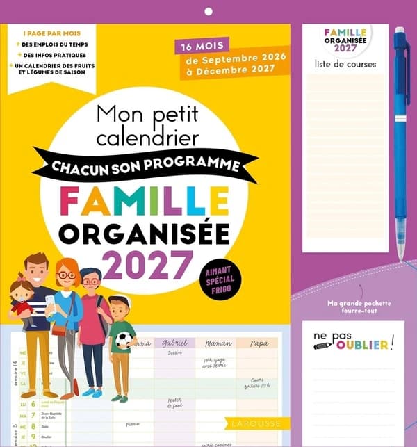 Calendrier compact Chacun son programme Famille organisée (édition 2027)