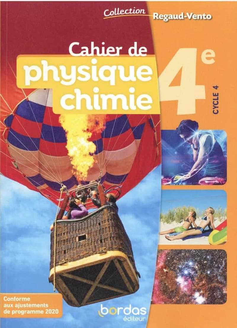 Regaud-Vento : cahier de physique-chimie ; 4e cycle 4 ; cahier de l'élève