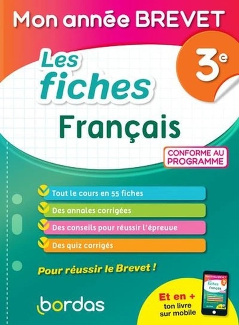 Mon année brevet ; les fiches français ; 3e (édition 2021)