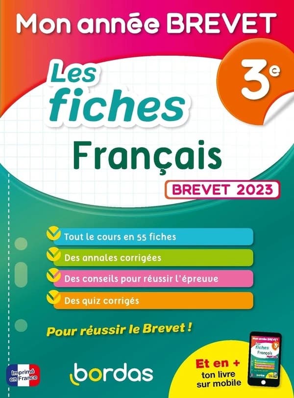 Mon année brevet : les fiches français ; 3e (édition 2023)