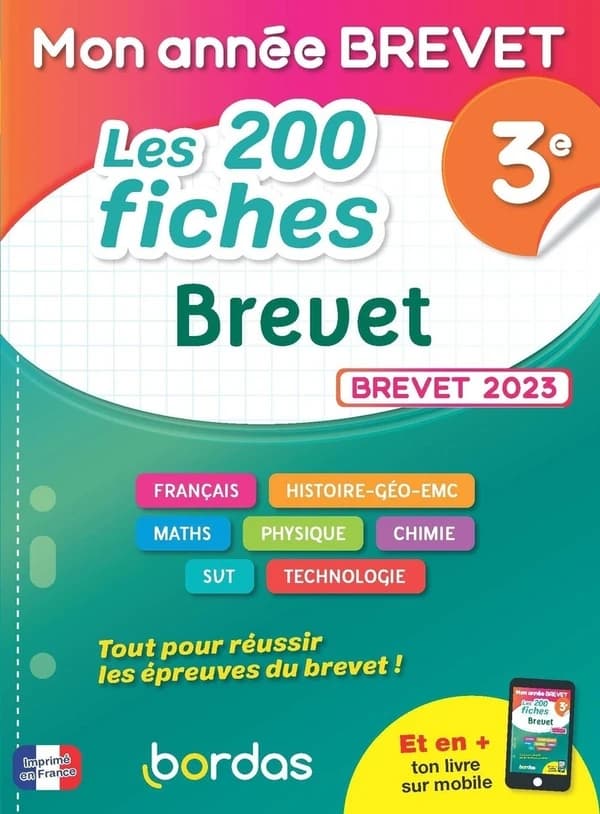 Mon année brevet : les 200 fiches brevet ; toutes les matières ; 3e (édition 2023)