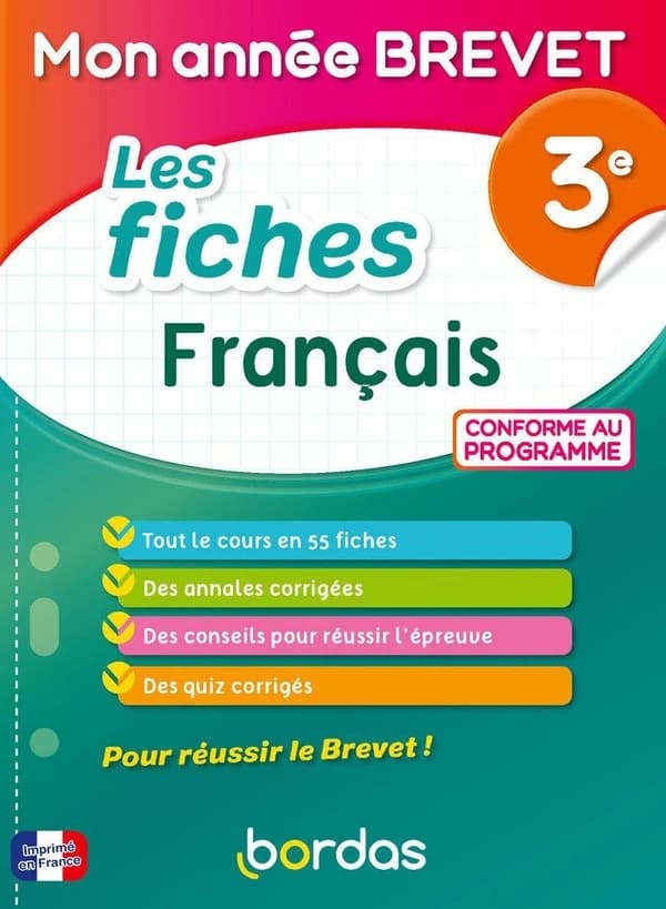 Mon année brevet : Les fiches français ; 3e (édition 2026)