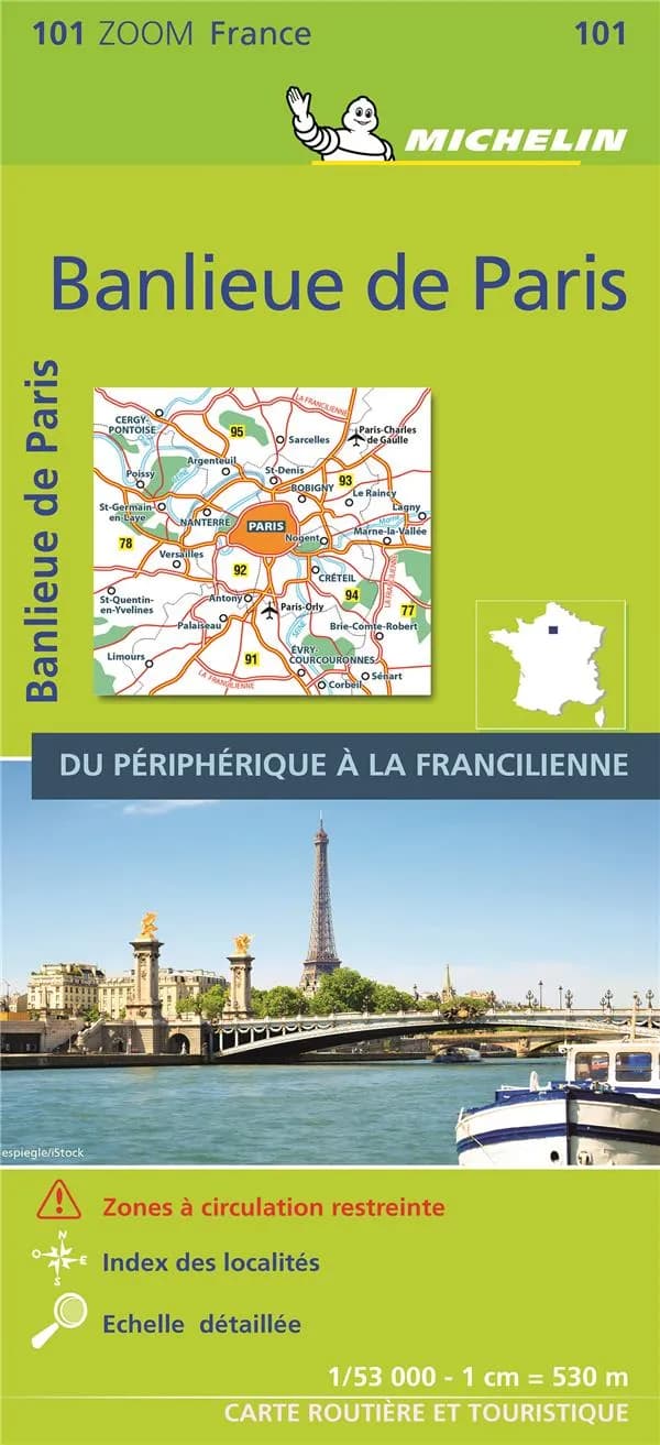 Banlieue de Paris : du périphérique à la Francilienne : 2021 (19e éd.) [réalisé et publié par] Michelin, cartes et plans