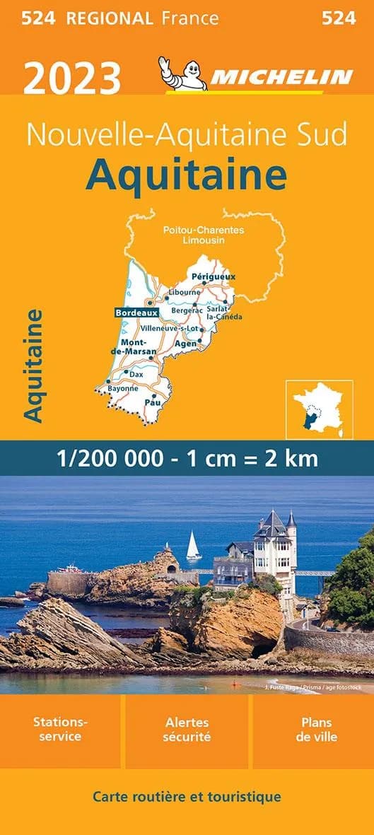 Aquitaine : Nouvelle-Aquitaine sud : 2023 (17.1e édition) [réalisé et publié par] Michelin, cartes et plans