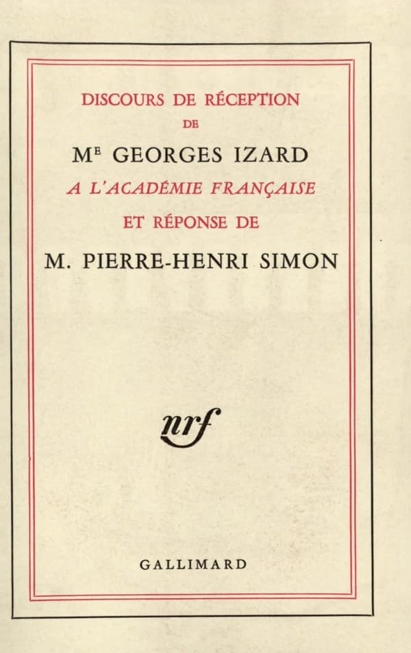 DISCOURS DE RECEPTION A L'ACADEMIE FRANCAISE