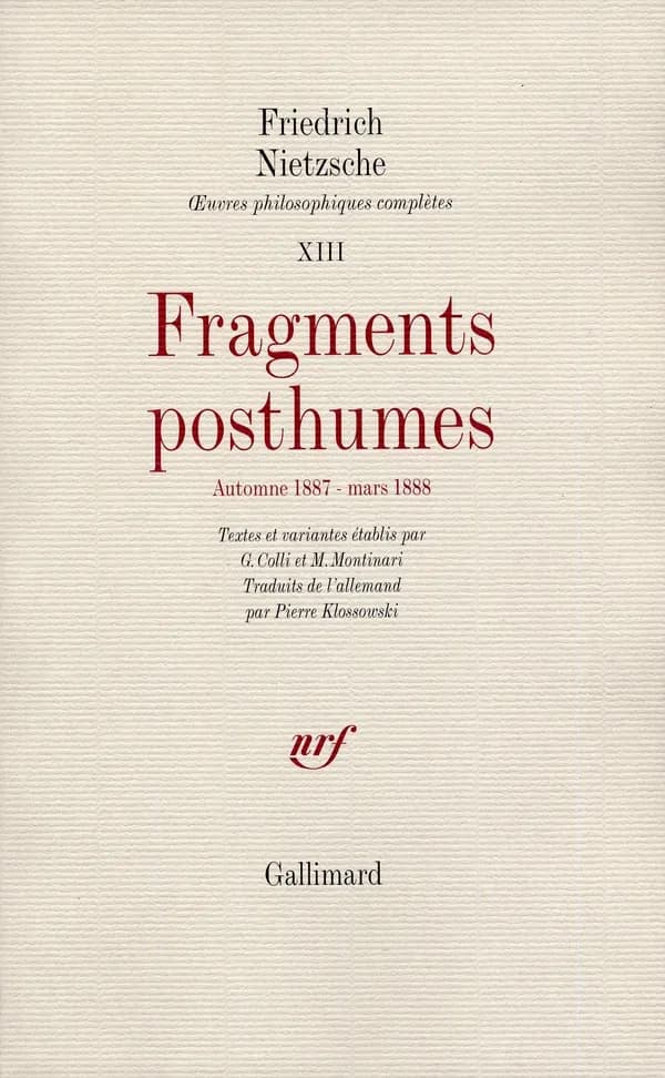 Fragments posthumes : automne 1887-mars 1888